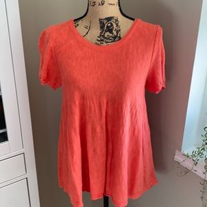 Moth Coral Scoop Neck Short Sleeve Sweater
